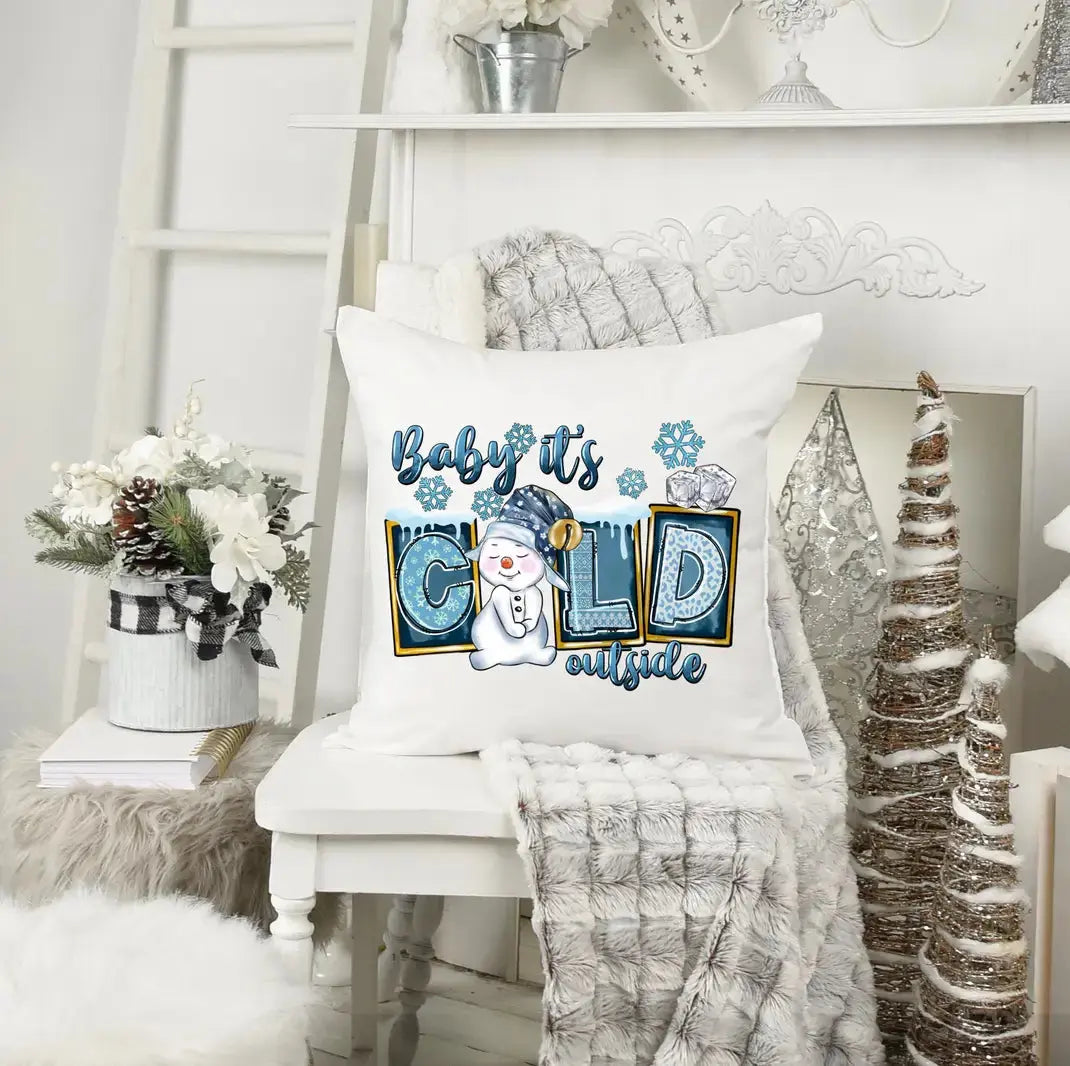 Baby It's Cold Outside Snowman Pillow - Image #1