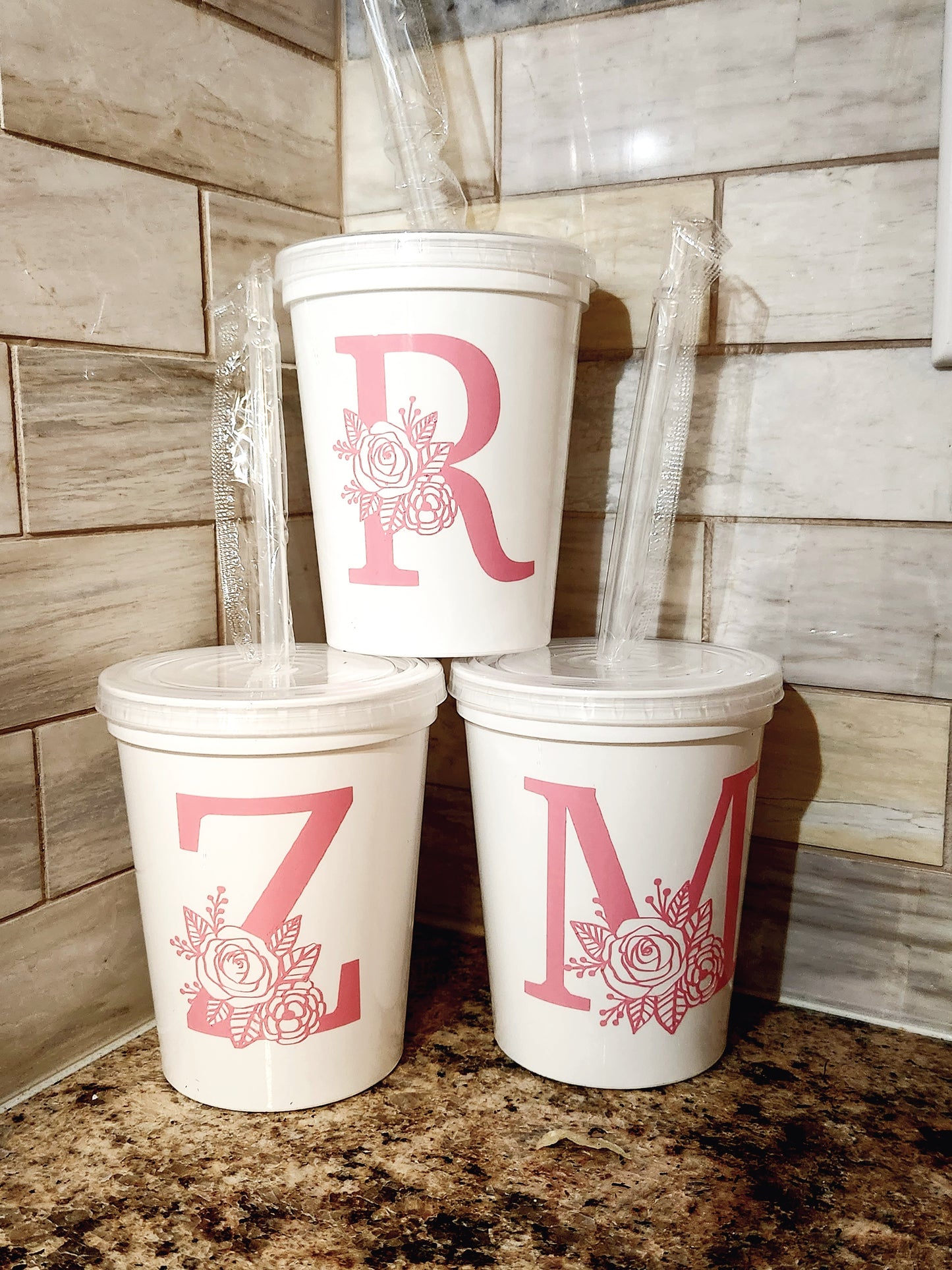 Personalized Initial Flower Cup