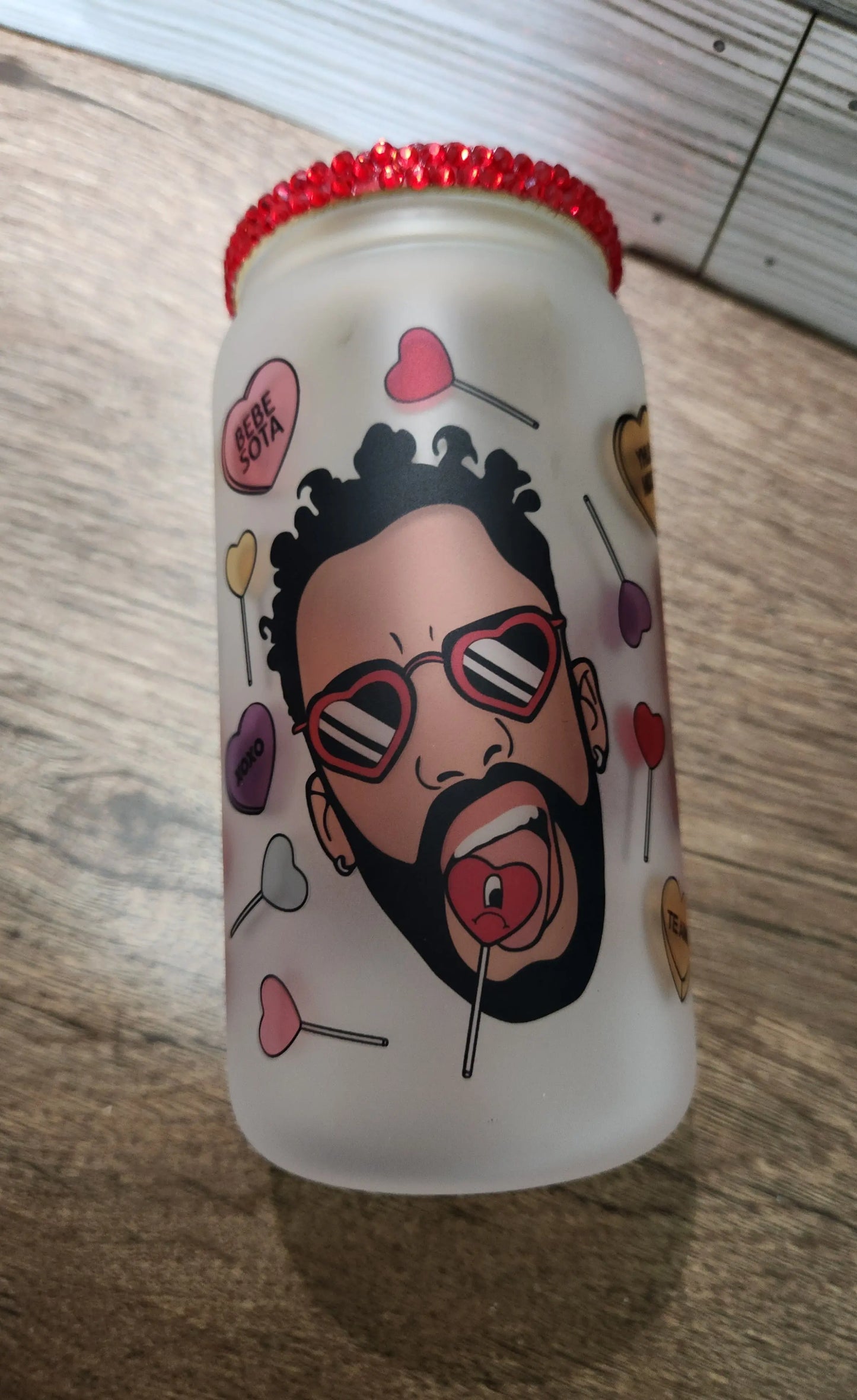 Bad bunny Valentines Day Glass Cup - Image #3