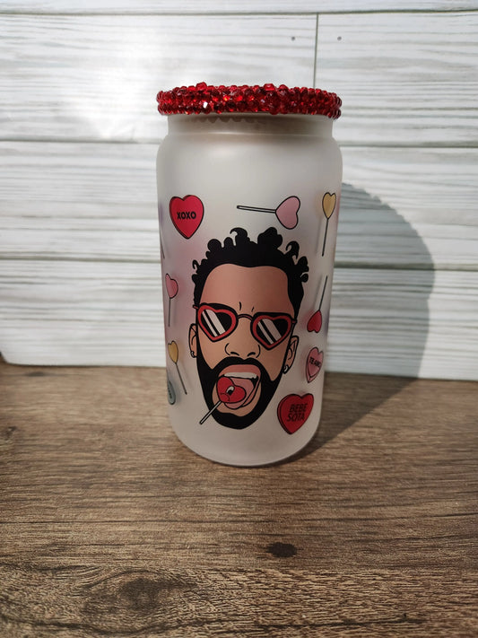 Bad bunny Valentines Day Glass Cup - Image #1