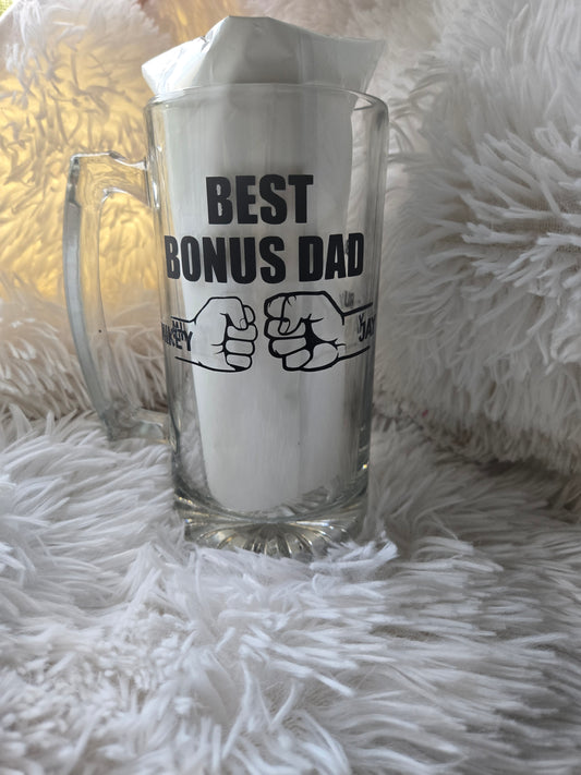 Best Bonus Dad Fist Bump Beer Mug