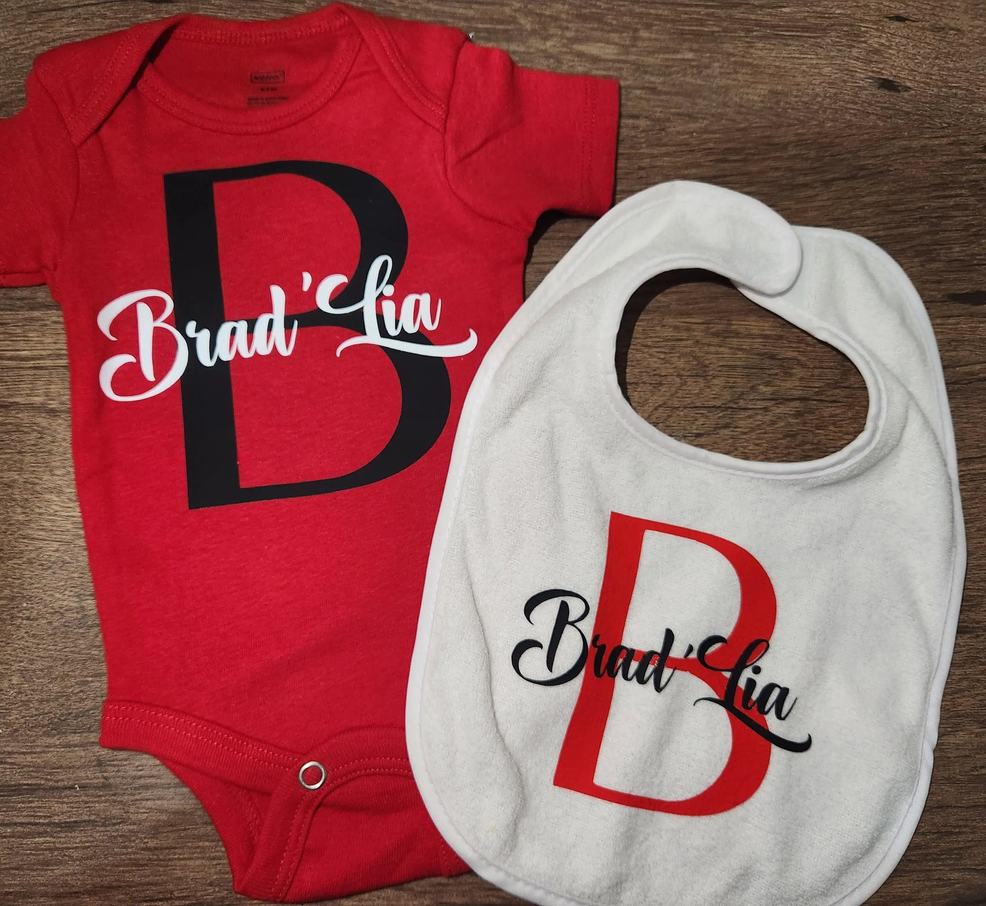 Baby bib and onesie set - Image #1