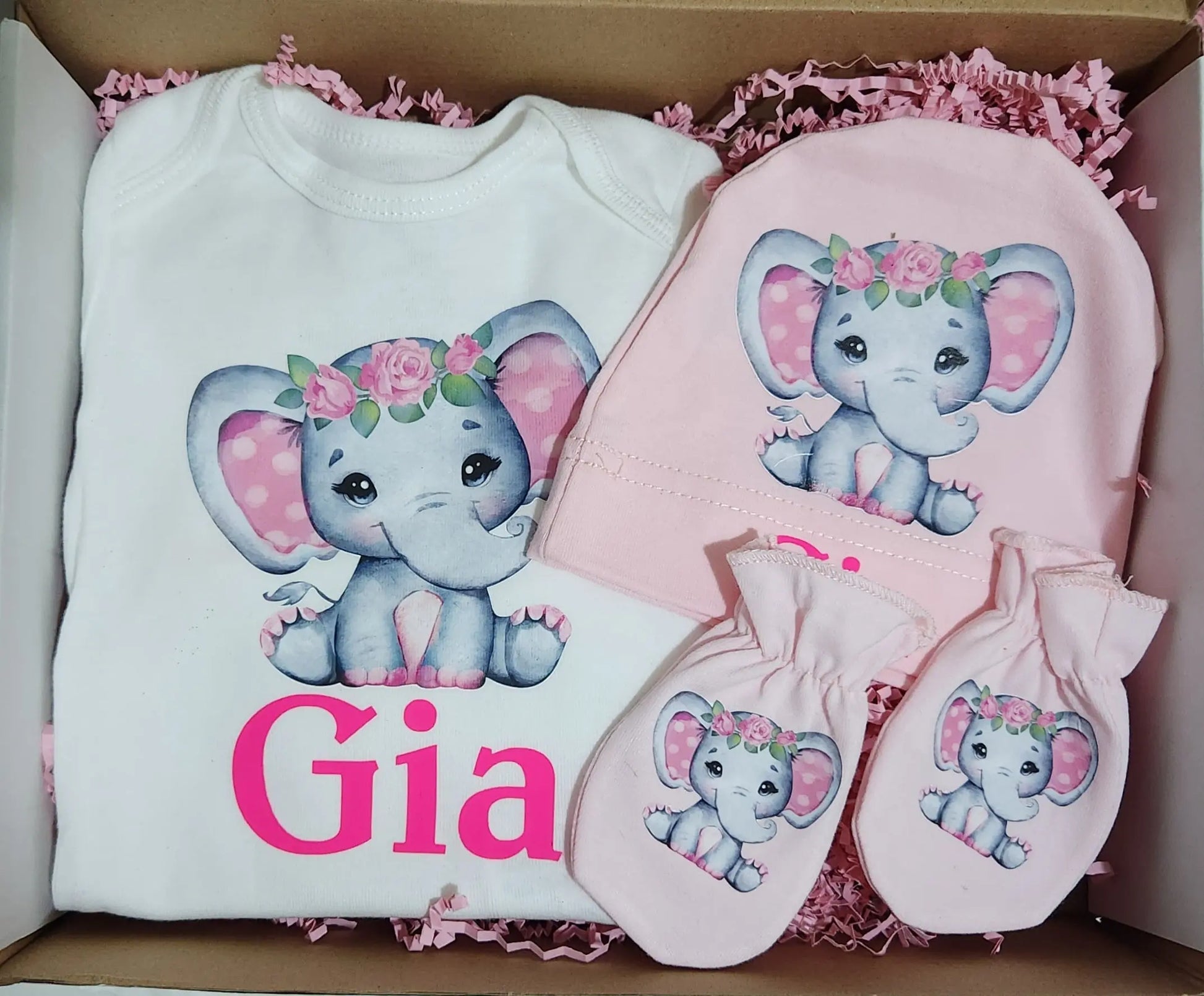 Pink Elephant Baby Set