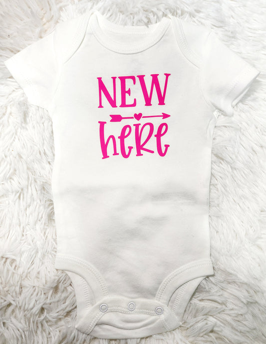 New Here Baby Bodysuit