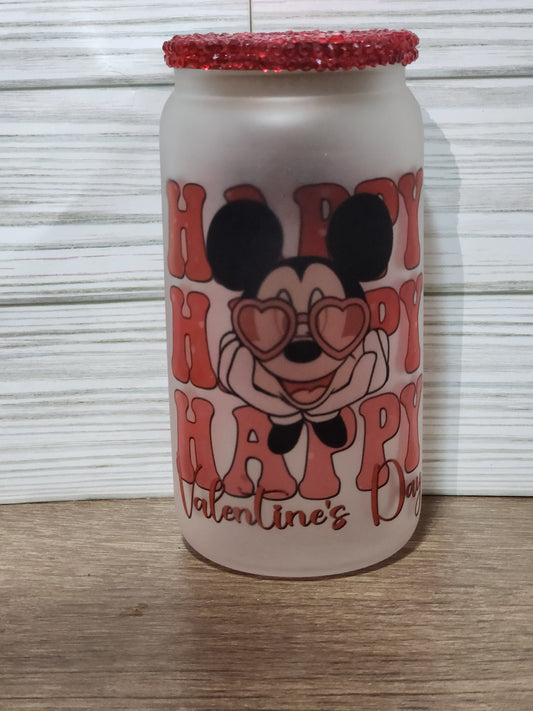 Mickey  Mouse Valentines Day  Glass Cup